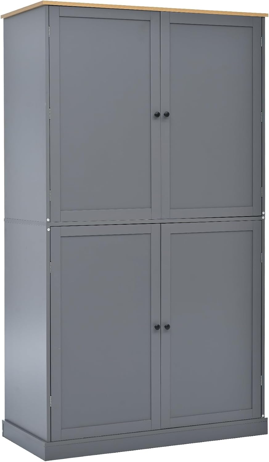 LUMISOL Kitchen Pantry Sideboard, 71.3” High Freestanding Large Cupboard Storage Cabinet with 2 Drawers, 2 Adjustable Shelves, 8 Door Shelves for Kitchen, Dining Room, Grey