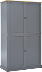 JIJIWANG High Freestanding Kitchen 40.2x20x71.3inch Pantry Large Cupboard Storage Cabinet with 2 Drawers,2 Adjustable Shelves,8 Door Shelves for Kitchen, Living Room, Dining Room,Gray