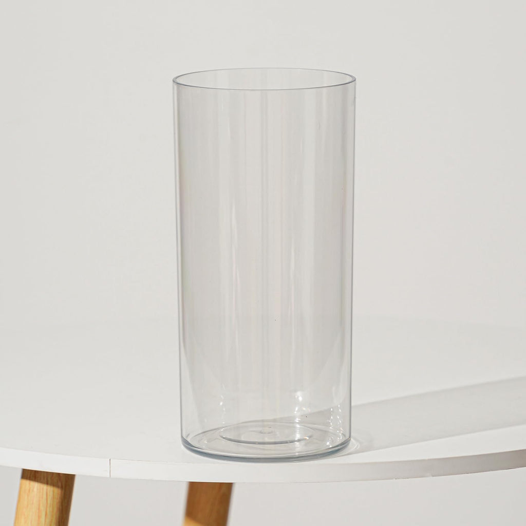 Flower Vase Acrylic Cylinder,7.86" Tall Clear Vase for Centerpieces,Wedding Decorative,Home Décor, Non Breakable Plastic, 3.94" x 7.86" Tall Round - Clear