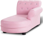 GLACER Kids Sofa, Pink Toddler Couch Princess Sofa with PVC Leather and Embedded Crystal, Upholstered Children Chaise Lounge, Baby Sofa Chair Children Armchair for Girls