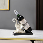 ELEGANTZ Modern Wine Bottle Holder – Decorative Elephant Design with Chrome Finish – Single Bottle Display Stand for Countertop, Bar, or Dining Table – Elegant Wine Rack with Black Base