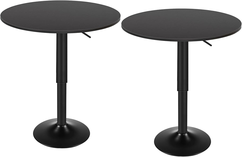 HOOBRO 2 Pcs Bar Table, Height-Adjustable Round Pub Table 27-35.4 Inches with Sturdy Base, Modern Style Bar Table Easy Assembly with Metal Base for Pub, Party and Small Places, Black BK58BTP201G1N1