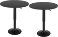 HOOBRO 2 Pcs Bar Table, Height-Adjustable Round Pub Table 27-35.4 Inches with Sturdy Base, Modern Style Bar Table Easy Assembly with Metal Base for Pub, Party and Small Places, Black BK58BTP201G1N1