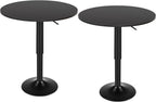 HOOBRO 2 Pcs Bar Table, Height-Adjustable Round Pub Table 27-35.4 Inches with Sturdy Base, Modern Style Bar Table Easy Assembly with Metal Base for Pub, Party and Small Places, Black BK58BTP201G1N1