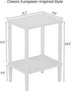 LUCKNOCK Small Side Table for Small Spaces, Vintage End Table, Narrow Couch Side Table with Storage, Skinny Nightstand Bedside Table for Bedroom, Living Room, Farmhouse, No-Tool Assembly. (White)