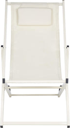 SAFAVIEH Outdoor Collection Camlin Beige/Beige Adjustable Folding Sling Chair Set of 2 (Fully Assembled)