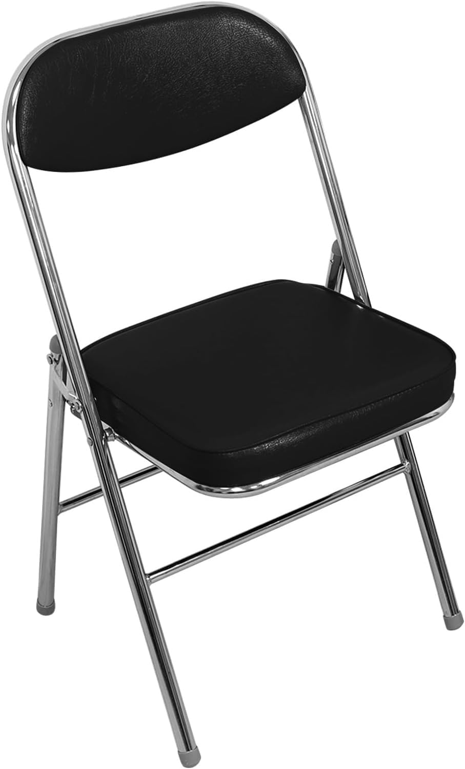 Folding Chair, Leather Padded Folding Sturdy Metal Foldable, Easy to Use and Store,(Black)