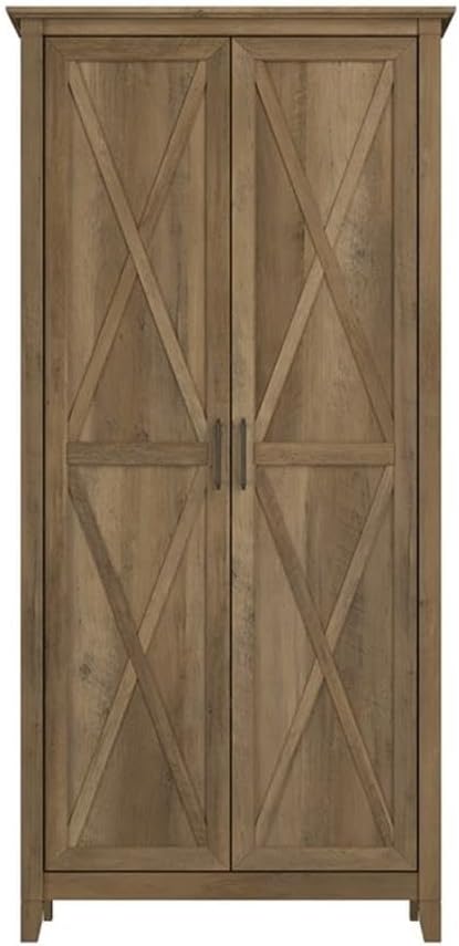 Pemberly Row Tall Kitchen Pantry Cabinet, Reclaimed Pine Finish, Freestanding Storage with Doors and Shelves, Farmhouse Style, Adjustable Shelves, Wall Attachment, Versatile Kitchen or Dining Room Use