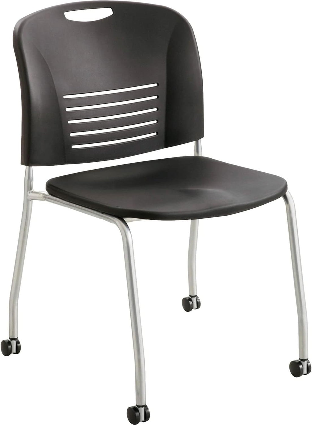 Safco 4291BL Vy Straight Leg Stack Chair with Casters, (Qty. 2), Black