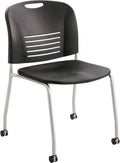 Safco 4291BL Vy Straight Leg Stack Chair with Casters, (Qty. 2), Black