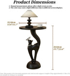 Elegant Resin Cat Sculpture Side Table with Tray, Modern Creative Bedside Table, Art Accent Tables for Living Room Bedroom Apartment Office Small Spaces Funky Furniture for Home Decor(Black,Large)