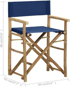 SKM Folding Director's Chairs 2 pcs Blue Bamboo and Fabric