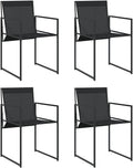 Patio Chairs 4 Pack Black Steel Textilene Sling Chairs with Foldable Backrest for Compact Storage