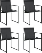 Patio Chairs 4 Pack Black Steel Textilene Sling Chairs with Foldable Backrest for Compact Storage