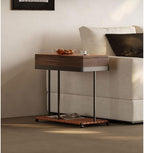 Sofa Side Table Cabinet Art Wood Movable Bedside Storage Rack Furniture Decoration