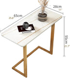 Sintered Stone End Tables C Shaped Couch Table Narrow Snack Table Living Room Small Tables Modern Rectangular Side Table for Couch Sofa Bedside(Platinum+Black)