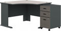 Bush Business Furniture Series A 48W Corner Desk with Mobile File Cabinet in Slate and White Spectrum