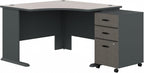 Bush Business Furniture Series A 48W Corner Desk with Mobile File Cabinet in Slate and White Spectrum
