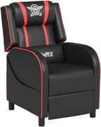 GYMAX Gaming Recliner, Massage Gaming Chair with Adjustable Footrest, Remote Control & Side Pocket, Ergonomic Game Lounge Chair, Racing Style Single Theater Seat Game Sofa for Adults (Red)