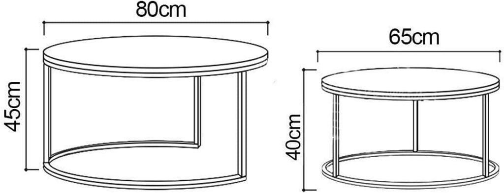 Coffee Table Set of 2， Nest of Tables Marble l White Modern Coffee Table Round Sofa Side End Table Living Room Balcony Nesting Tables，(80cm+60cm)