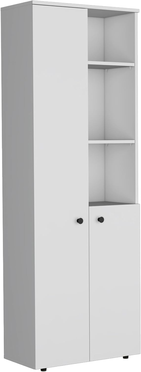 Riner 67" Tall Slim Pantry Organizer with 8 Shelves, 2 Doors & Modern Style - White