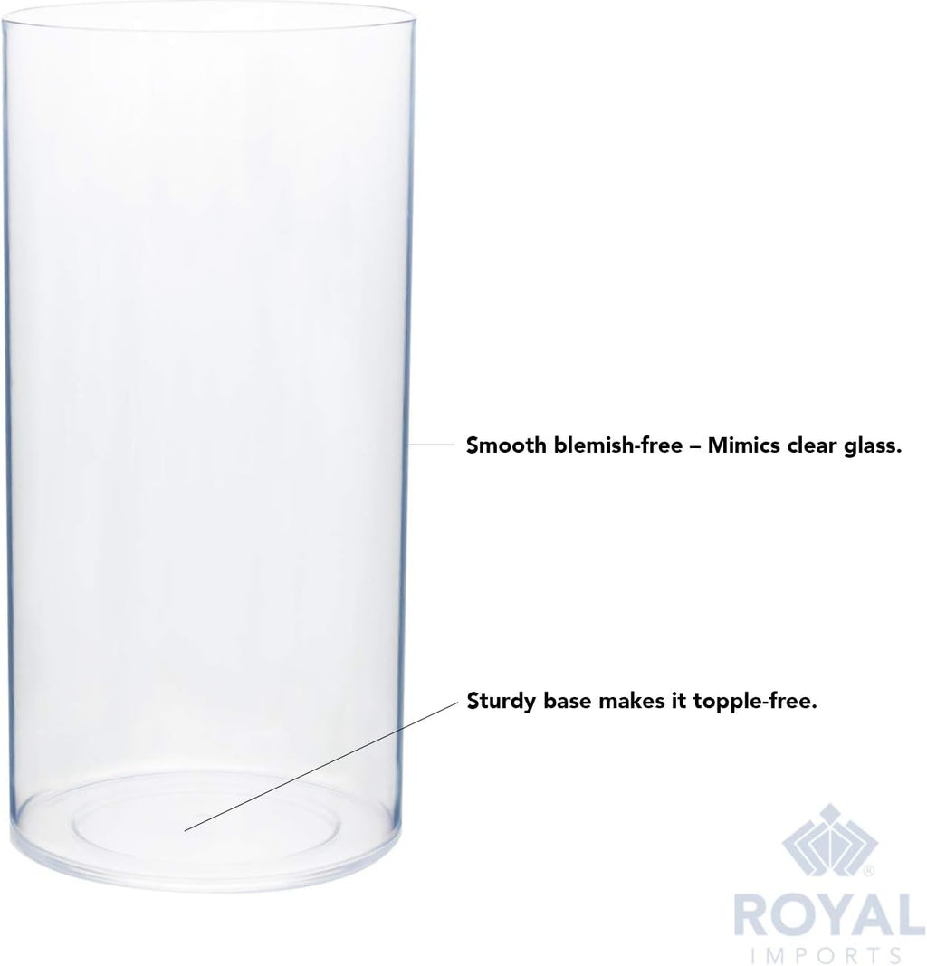 Royal Imports Flower Vase Acrylic Cylinder - Decorative Centerpiece for Home or Wedding - Non Breakable Plastic, 5"X10" Tall Round - Clear