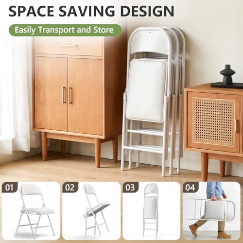 16 Pack Folding Chairs, PU Leather Folding Dining Chairs with Padded Cushion Seat & Back, Indoor Outdoor Folding Chair Set for Home Office, Parties, Events, Wedding, Extra Guest Seating