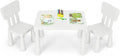 Costzon Kids Table and Chairs, 3 Piece Plastic Easy Clean Children Activity Desk for Reading, Drawing, Snack Time, Arts Crafts, Preschool, Kindergarten & Playroom, Toddler Table and Chair Set (White)