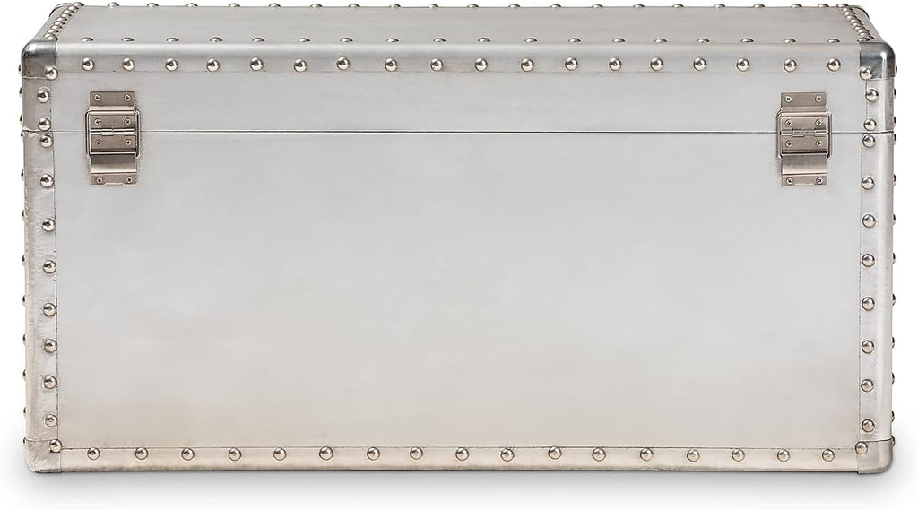 Baxton Studio Serge 13.98-inch High Storage Trunk, Silver
