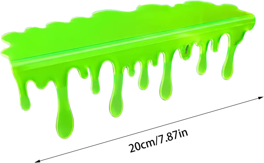Fluorescent Dripping Shelf Decoration, 8 Inch Acrylic Shelf Drip Accent for Gaming Room & Desk Setup, Glow Effect Shelf Decor for Collectibles, Sneaker Wall, LED Display Shelf (Green)