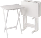 Winsome Alex Set of 4 Foldable Snack Tables with Storage Rack, Easy to Store Portable Fold Up Table Set for Kitchen, Living Room TV Dining, Crafts, Puzzles, Work from Home
