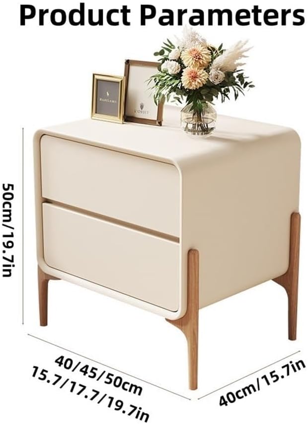 Light Luxury Modern Two-Drawer Bedside Table Free Installation Boudoir Storage Cabinet Stylish and Practical Bedside Storage All Occasion(Brown,40 cm)