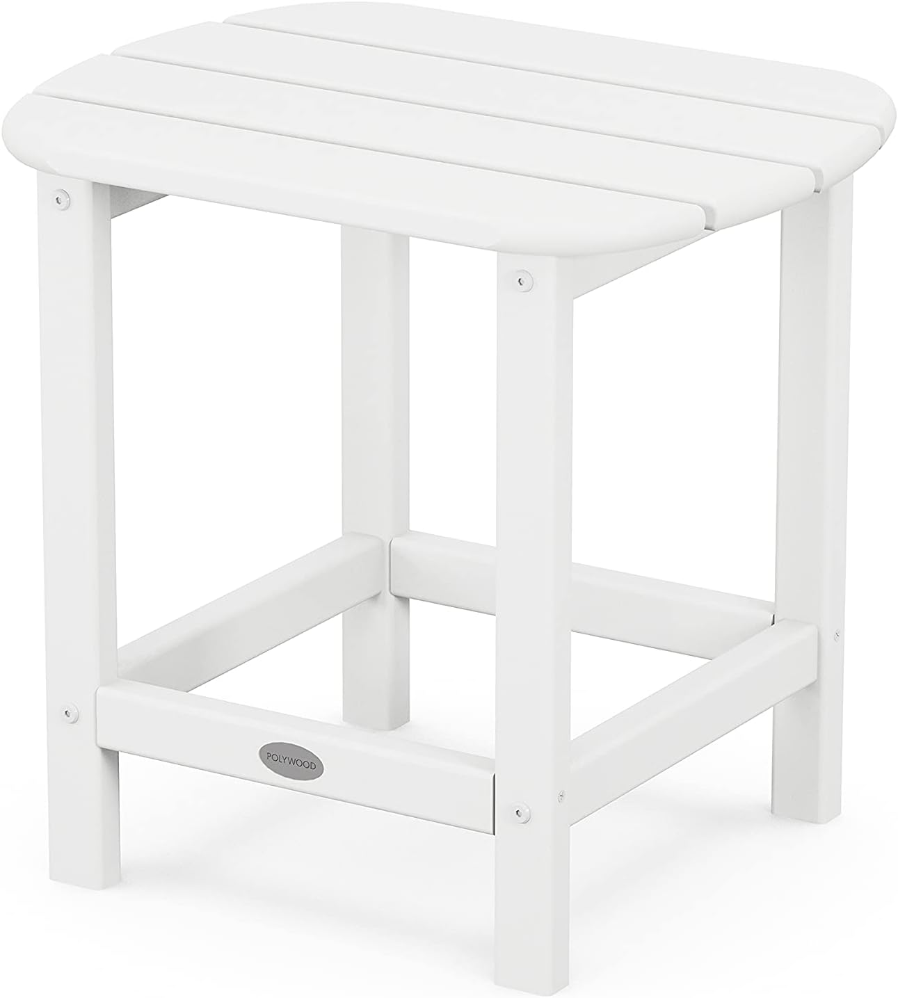 Polywood Classic Adirondack Chair & South Beach 18" Side Table Bundle, White