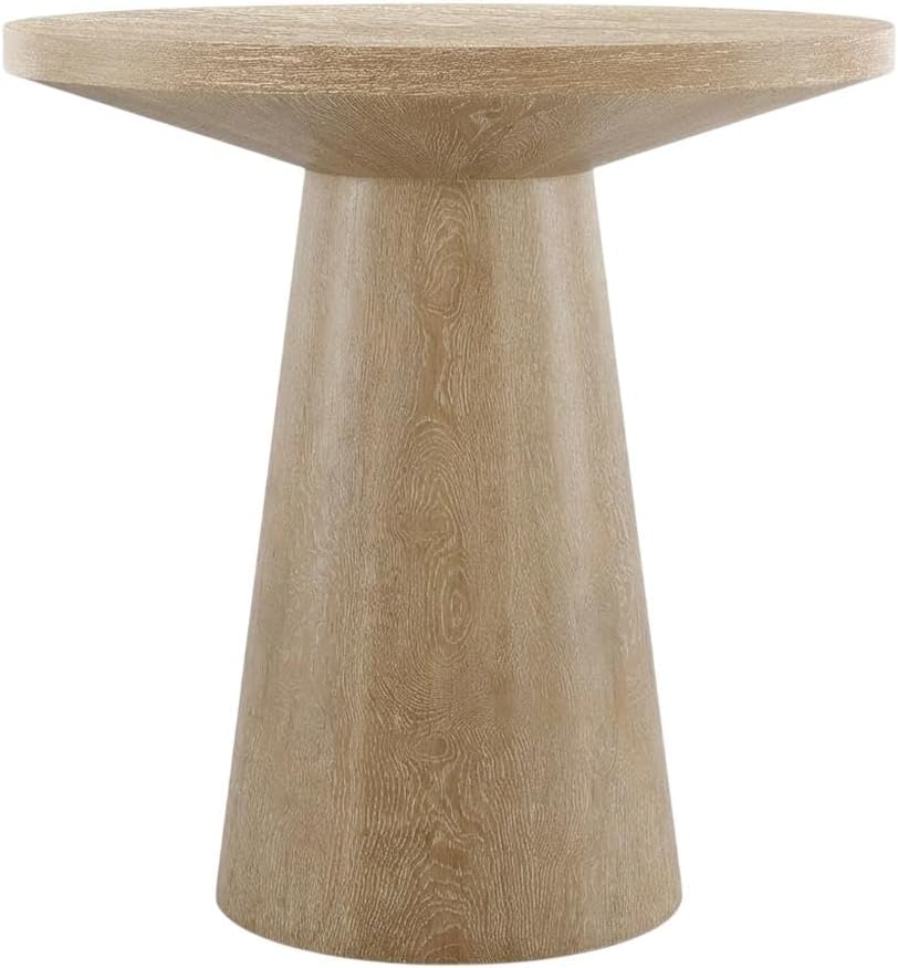 Starlight Canyon Home White Modern Round Solid Wood Pedestal End Table with Elegant Design, Durable Construction, Ideal for Living Room or Bedroom Decor