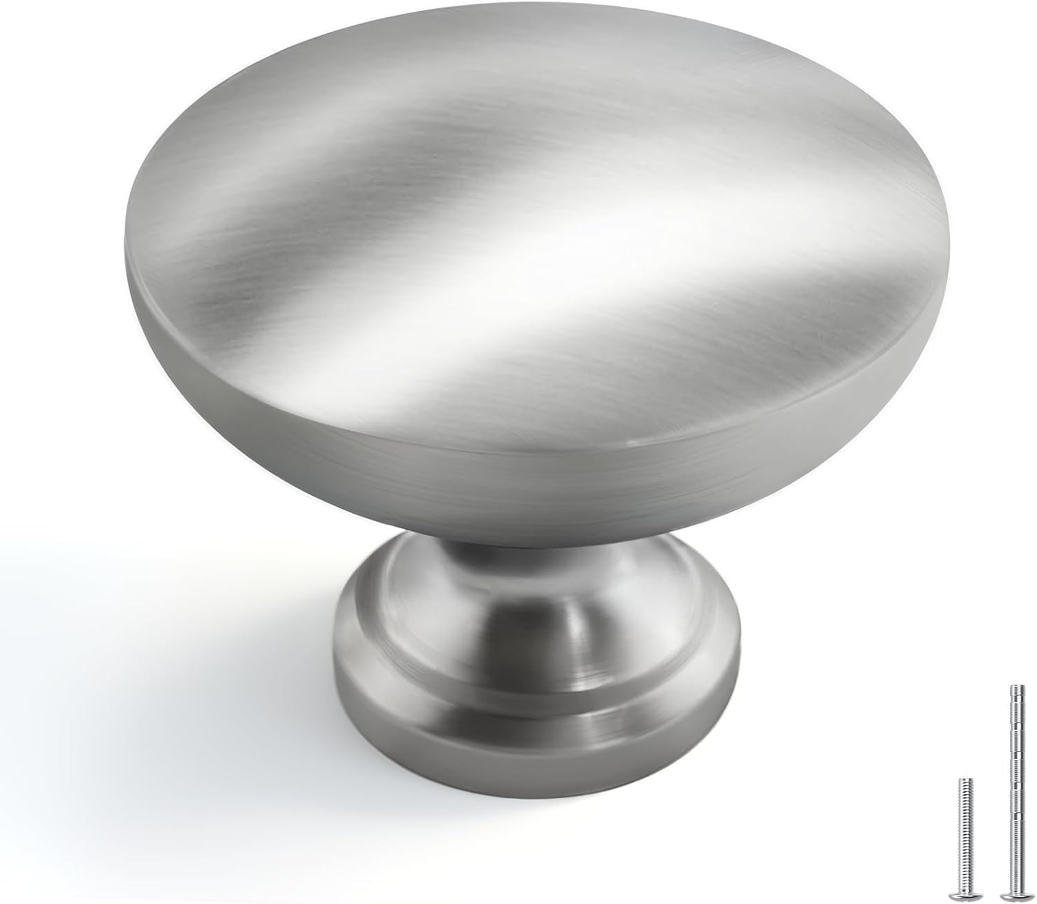 homdiy Brushed Nickel Cabinet Knobs 10 Pack, Satin Nickel Round Drawer Knobs, Heavy Duty Zinc Alloy, Rustproof Kitchen Cabinet Hardware for Bathroom Closet Dresser