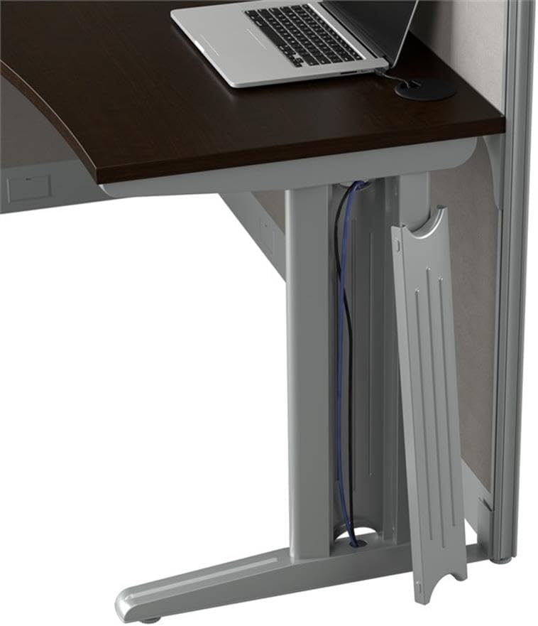 Bush Business Furniture Office in an Hour 2 Person L Shaped Cubicle Desks with Storage, Drawers, and Organizers in Mocha Cherry, Double Workstation Set with Privacy Panels