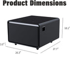 Modern Smart Side Table with Built-in Fridge Drawer (37-46°F), 15W Wireless Charging Nightstand, End Table with 2 Power Outlets, USB/Type-C Ports, Induction Light for Bedroom/Living Room, (Black)