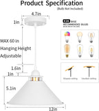 Black Pendant Lights Kitchen Island 2 Pack, Dome Pendant Light Fixtures, Farmhouse Pendant Light, Modern Pendant Lights for Kitchen Island Dining Room Bedroom Study (2, White)