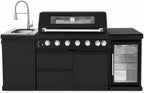 Outdoor Kitchen Fridge Cabinet, 68L Undercounter Beverage Cooler Refrigerator Island with Granite Countertop, Built-in Stainless Steel 120 Cans Drink Center with Wheels