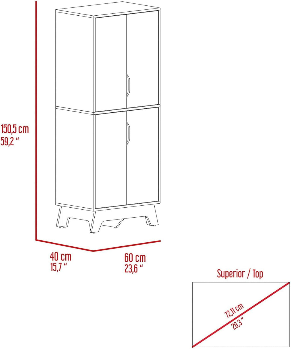 Zurich Double Kitchen Pantry, Double Door Cabinet, Four Shelves