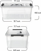WYT Clear Storage Latch Bins, 6-Pack Storage Organizer Box with Handle and Lids, 5-Litre
