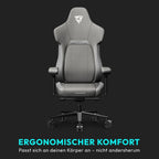THUNDERX3 CORE Gaming Chair, for Adults Ergonomic Office Chair, High Back Desk Chair, Synchronous Tilt, Forward Tilt, 360° Self-adjusting Lumbar Support, Multipurpose Footrest, Fabric, Loft Light Grey