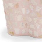 Pemberly Row Contemporary Slab Terrazzo Side Table, Sunset Pink Finish, Concrete Material, 18 in Wide, Free-Form Shape, Stylish Handmade Accent Table for Living Room or Bedroom Decor