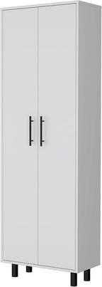 23.62" D*11.81" W*70.87H Freestanding Kitchen Pantry with 4 Shelves, Double Door, Rectangular Storage Cabinet, Modern Minimalis, for Living Room, Dining Room, White