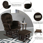 Nursery Rocking Chairs Nursery Glider Rocking Chair Wood Baby Rocker with Ottoman Cushion Upholstered Nursing Chair with Padded Arms (Brown)