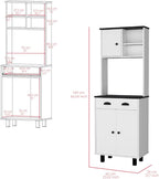 23.6" D*13.7" W*66.5" H Freestanding Kitchen Pantry with Dawer, 2 Shelves, Top Single Door & Lower Double Door, Rectangular Storage Cabinet, Modern, for Living Room, Dining Room, White