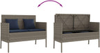 Poly Rattan Garden Bench with Cushion, Outdoor Storage Bench with Waterproof Cushion, PE Rattan Patio Seat with Storage Bag for Cushions and Towels