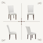 Furniliving Upholstered Dining Chairs Set of 2 - Line Fabric Modern Farmhouse Kitchen Chairs, High-Back Dining Room Chairs with Wooden Legs for Kitchen Dining Room Living Room, Beige