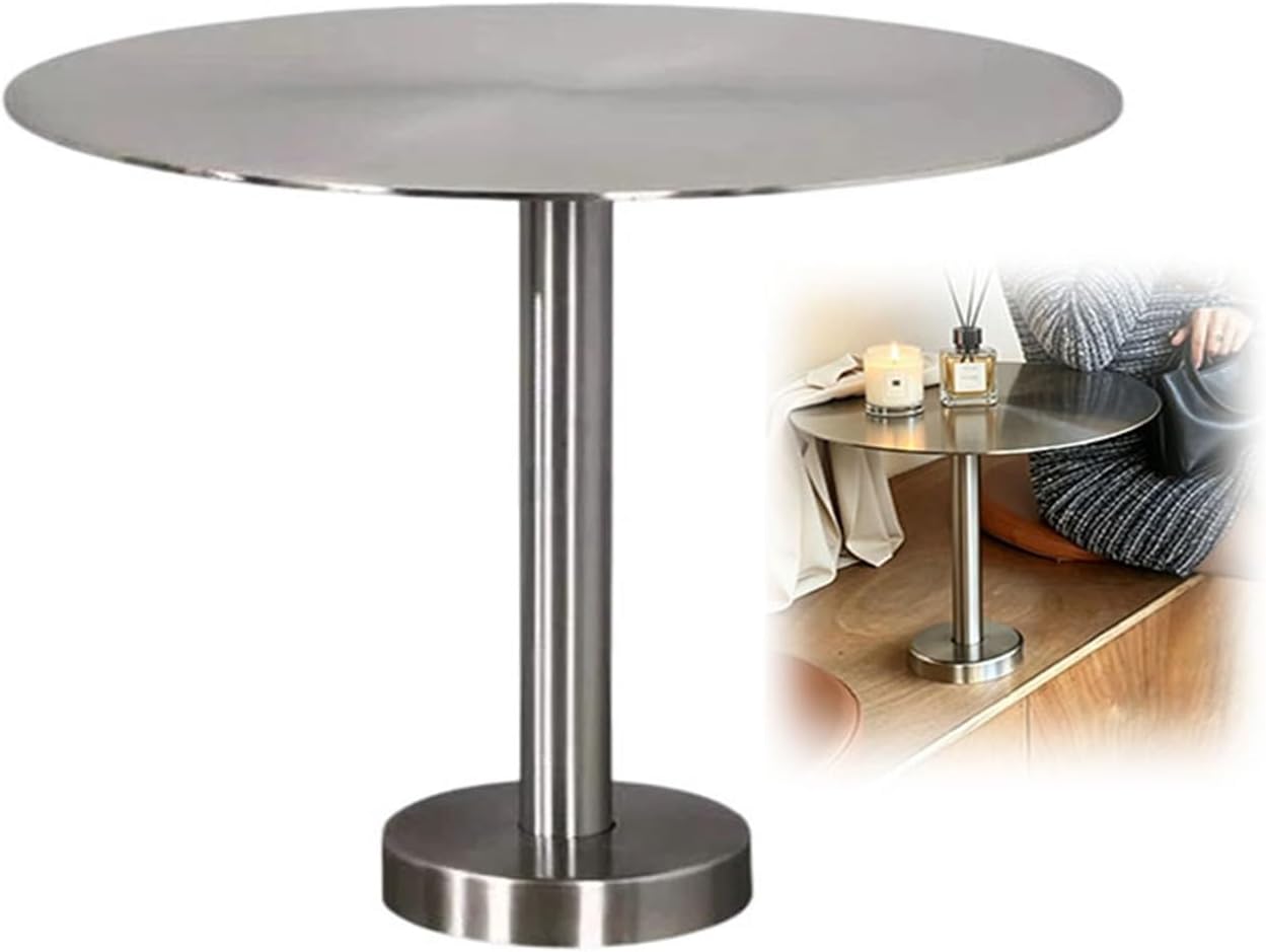 Stainless Steel Side Table,Round End Table with Mounting Hardware,Floating Desk for Bay Windows, Balconies and Narrow Corners(201,40x30cm)