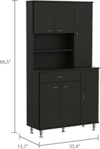 Black Pantry with 1 Shelf and Drawer - Store Your Kitchen Items Efficiently Keep Well-Organized Functional